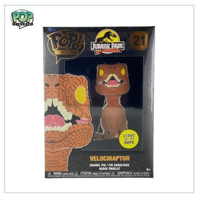 Product Funko Pop! Jurassic Park 30th Anniversary - Velociraptor (Glows in the Dark) Large Enamel Pin base image