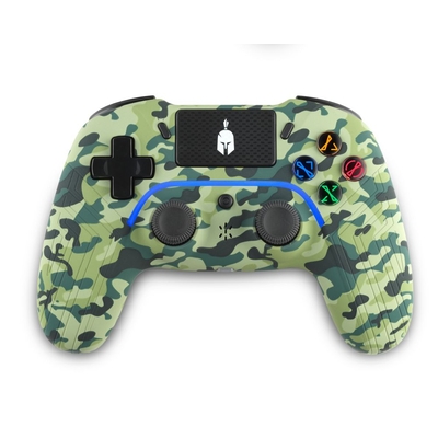 Product Spartan Gear - Aspis 4 Wired  Wireless Controller (Compatible with PC [wired] and Playstation 4 [wireless]) (colour: Green Camo) base image