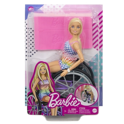 Product Mattel Barbie: Fashionistas - Blonde Doll with Disability Train (HJT13) EN,FR,DE,IT,NL,ES,PT,SE,FI,DK,NO,BG,PL,CZ,SL,HU,RO,GR,TR,RU,AR Pack / Carton Blister Pack base image