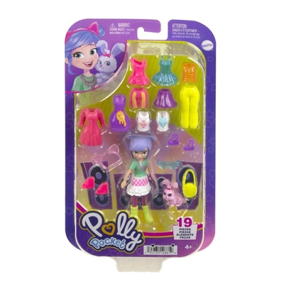 Product Mattel Polly Pocket: Medium Pack - Morning Walk Doll with Pet (HKV94) EN,FR,DE,ES,PT,IT,NL,SE,DK,NO,FI,PL,CZ,SK,HU,RU,GR,TR,AR Pack / Carton Blister Pack base image
