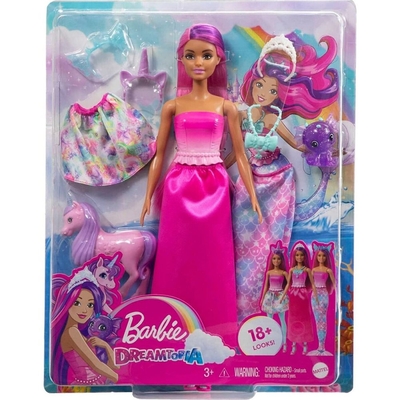Product Mattel Barbie: Dress-Up Doll Mermaid Tail and Skirt (HLC28) EN,FR,DE,IT,NL,ES,PT,SE,FI,DK,NO,BG,PL,CZ,SL,HU,RO,GR,TR,RU,AR Pack / Carton Blister Pack base image