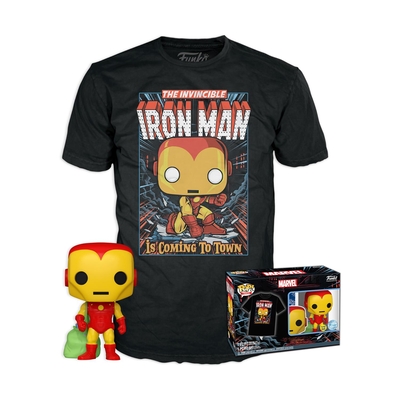Product T-Shirt Funko Pop! (Adult): Marvel Holiday Iron Man (Glows in the Dark) Vinyl Figure & T-Shirt (M) base image