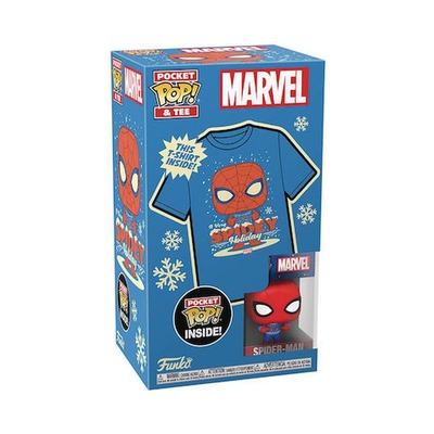 Product T-Shirt Funko Pocket Pop! (Child): Marvel Holiday Spiderman Vinyl Figure & T-Shirt (M) base image