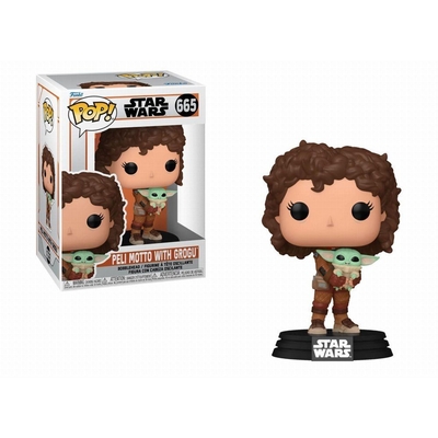 Product Funko Pop! Disney Star Wars: The Mandalorian - Peli Motto with Grogu #665 Bobble-Head Vinyl Figure EN,FR,ES,DE,IT,PT,NL,DK,SE,RU Pack / Carton Window Box with Plastic Film base image