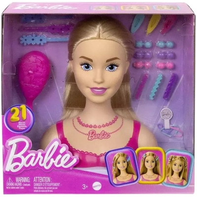 Product Mattel Barbie: Styling Head (HMD88) EN,FR,DE,ES,PT,IT,NL,SE,DK,NO,FI,PL,CZ,SK,HU,RU,GR,TR,AR Pack / Carton Window Box with Plastic Film base image