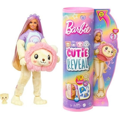 Product Mattel Barbie: Cutie Reveal - Lion (HKR06) EN,FR,DE,IT,NL,ES,PT,RU,TR,GR,RO,BG,HRV,SK,AR Pack / Carton Tube base image