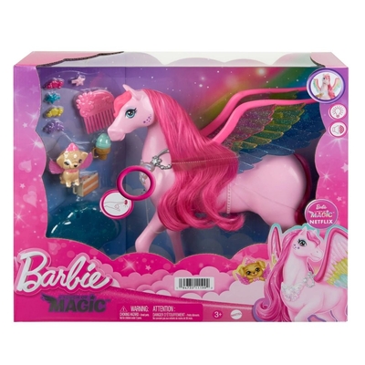 Product Mattel Barbie: A Touch of Magic - Pegasus (HLC40) EN,FR,DE,IT,NL,ES,PT,SE,FI,DK,NO,BG,PL,HU,RO,GR,TR,RU,AR Pack / Carton Window Box with Plastic Film base image