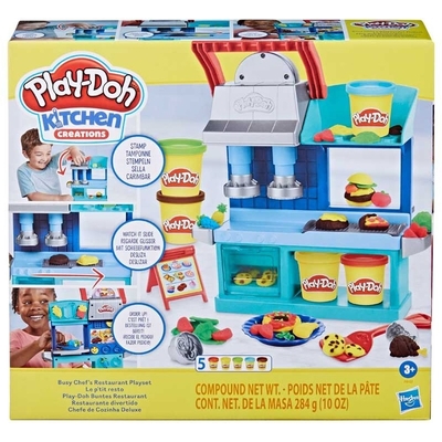 Product Hasbro Play-Doh Busy Chefs Restaurant Playset (F8107) EN,DE,FR,ES,PT Pack / Carton Box base image
