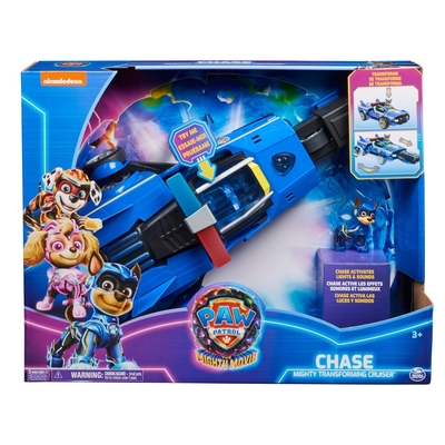 Product Spin Master Paw Patrol: The Mighty Movie - Chase Mighty Transforming Cruiser (6067497) EN,FR,DE,ES,NL,IT,PT,BG,PL,CZ,HU,RO,GR,HRV,RU,SK,TR Pack / Carton Window Box without Plastic Film base image