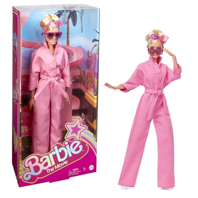 Product Mattel Barbie The Movie Collectible Doll Margot Robbie as Barbie in Pink Power Jumpsuit (HRF29) EN,FR,DE,ES,PT,IT,NL,SE,DK,NO,FI,PL,CZ,SK,HU,RU,GR,TR,AR Pack / Carton Window Box with Plastic Film base image