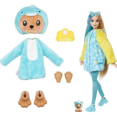 Product Mattel Barbie Cutie Reveal Teddy Bear as a Dolphin Doll (HRK25) EN,FR,DE,IT,NL,ES,PT,TR,GR,RU,RO,BG,HRV,SK,AR Pack / Plastic Tube base image
