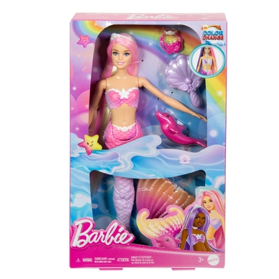 Product Mattel Barbie A Touch of Magic - Color Change Doll (HRP97) EN,FR,DE,IT,NL,ES,PT,SE,FI,DK,BG,PL,HU,RO,GR,TR,RU,AR Pack / Carton Window Box without Plastic Film base image