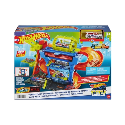 Product Mattel Hot Wheels® City: Color Shifters - Tunnel Twist Car Wash Playset (HTN80) base image