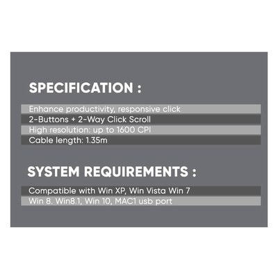Product Ποντίκι Ενσύρματο Alcatroz USB Hr 1600 Cpi Optical Mouse Black base image