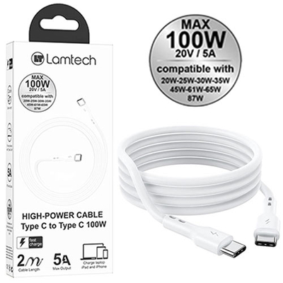 Product Καλώδιo USB Lamtech Type-C to Type-C 100W FAST CHARGE 2M base image