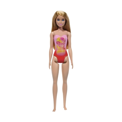 Product Κούκλα Mattel Barbie: Beach - Blond Hair Doll Wearing Pink Palm Tree-Print Swimsuit (HXX48) base image