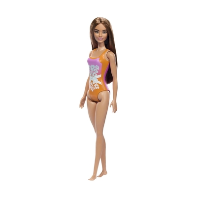 Product Κούκλα Mattel Barbie: Beach - Light Brown Hair Doll Wearing Tropical Pink and Orange Swimsuit (HXX50) base image