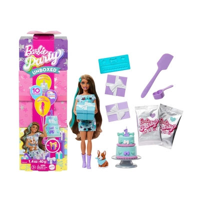 Product Κούκλα Mattel Barbie Party Unboxed Reveal Doll with Brown Hair (JFG72) base image