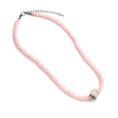 Product Κολιέ Carat Shop Barbie - Pink Bead Necklace with Heart Shaped Bead Charm (BMN00006) base image