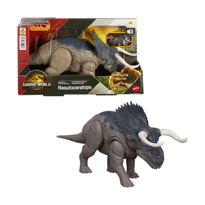 Product Φιγούρα Mattel Jurassic World Rebirth: Wild Roar - Nasutoceratops (JGC81) base image