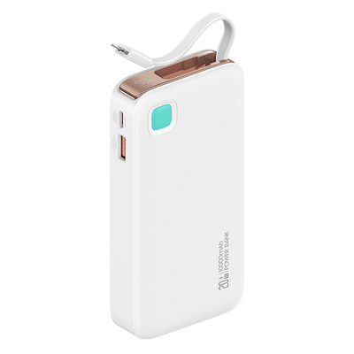 Product Power Bank Usams Cd225 με Καλώδιο Lightning, 2X Θύρες Εξόδου, 10000mAh, 20W, Λευκό base image