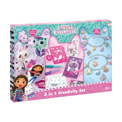 Product Παιδική Χειροτεχνία Totum: Gabby's Dollhouse - 3 In 1 Diamond Painting, Glitter Bracelets & Spray Pens (TT420366) base image