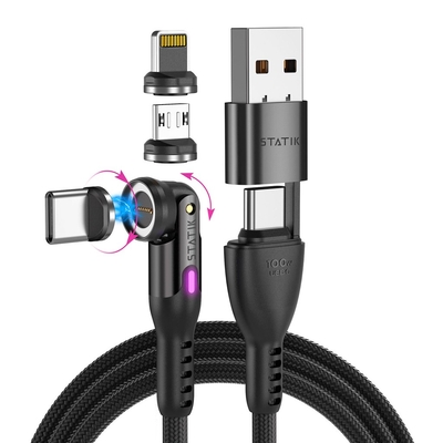 Product Καλώδιο USB Statik 360Pro braided rotating 3 magn. tips 6-in-1 Black 2m base image