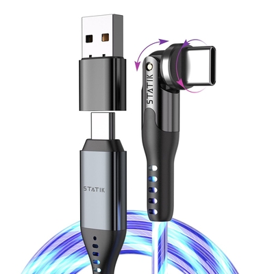 Product Καλώδιο USB Statik PowerPivot Pro rotating 2-in-1 USB-C Blue Glow 2m base image
