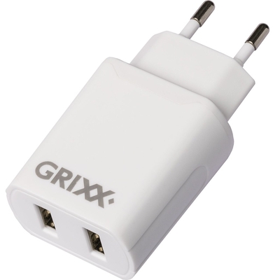 Product Φορτιστής Πρίζας Grixx Power Adapter 220V White Dual USB A base image