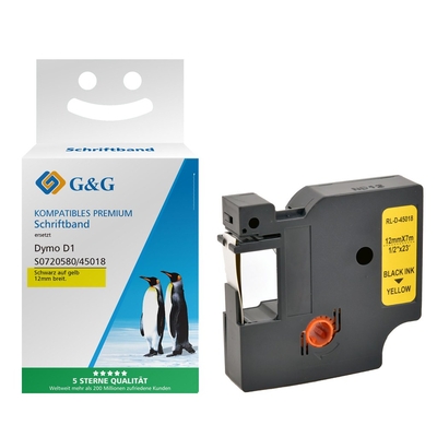 Product Ταινία Ετικετογράφου G&G 12mm x 7m sw-gb Συμβατή Dymo D1/ 45018/ S072058 base image