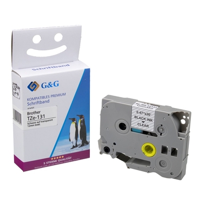 Product Ταινία Ετικετογράφου G&G 12mm x 8m sw-tr. Συμβατή Brother TZe-131 base image