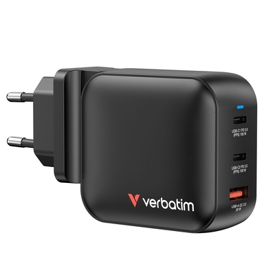 Product Φορτιστής Πρίζας Verbatim Mini GaN 100W 3Port US/EU/UK ADP 32230 base image