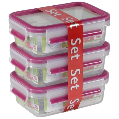 Product Δοχεία Φαγητού Emsa Food Clip&Close 515582 transp./pink 0,55l 3 piece Set base image