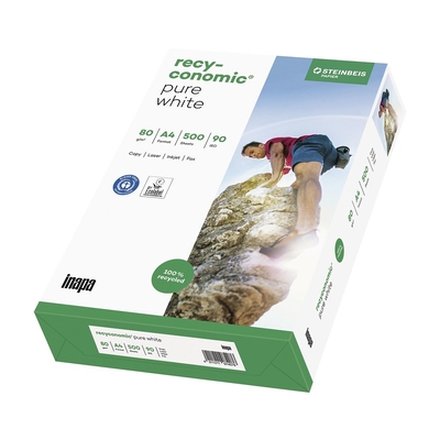Product Χαρτιά Εκτύπωσης Recyconomic Pure White ISO 90 A4 500 Sheets 80 g base image