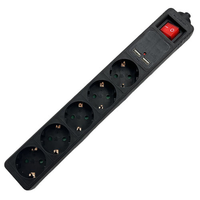 Product Πολύπριζο Ασφαλείας Lamtech 5WAY With 2xUSB 5xSCHUKO Black base image