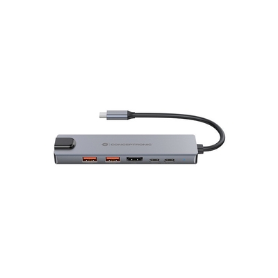 Product Docking Station Conceptronic 6-in-1 USB-C->HDMI,2xUSB-A,USB-C,GbE 140W base image