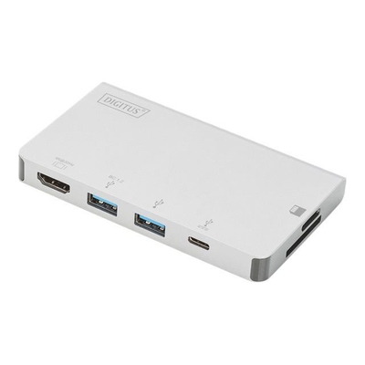 Product Docking Station Digitus USB3.0/C 6Port Travel Dock 4K Silver base image