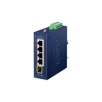 Product Network Switch Planet Industrial 4-Port PoE + 1-Port SFP IGS-514PT base image