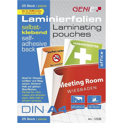 Product Ζελατίνες Πλαστικοποίησης Genie pouches 25 A4 self-adhesive 80 Mic. base image