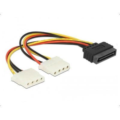 Product Καλώδιο Delock SATA 15Pin -> 2x Molex 4Pin M/F 0.20m base image