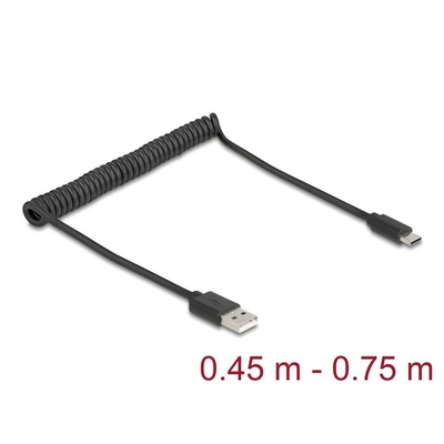 Product Καλώδιο USB Delock 2.0 Spiral USB Typ-A Plug to USB Type-C base image