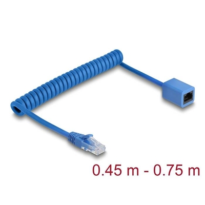Product Καλώδιο Δικτύου Delock RJ45 Spiral Plug to Buchse Cat.6UTP 0,45-0,75m base image