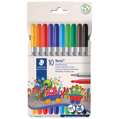 Product Μαρκαδόροι Staedtler Noris Club Fiber pens with double tip, pack of 10 base image