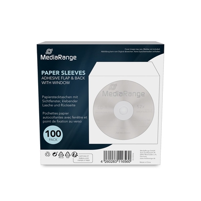 Product Φάκελοι MediaRange paper pockets with window, pack of 100 base image
