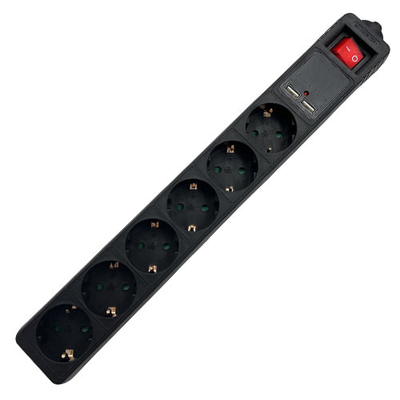 Product Πολύπριζο Ασφαλείας Lamtech 6WAY With 2xUSB 6xSCHUKO Black base image