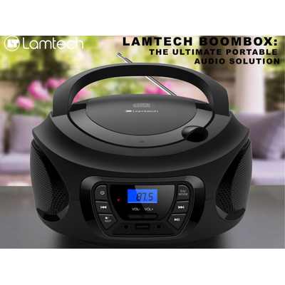 Product CD Player Lamtech Bluetooth Stereo MULTI-FUNCTION BOOMBOX Black base image