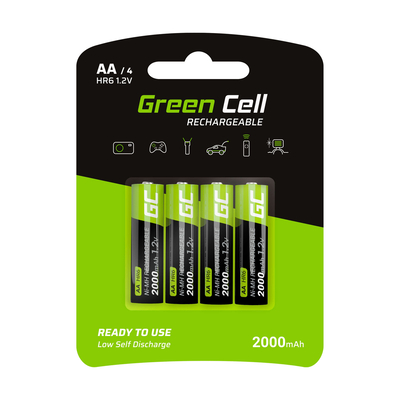 Product Επαναφορτιζόμενες Μπαταρίες Green Cell GR02 AA Nickel-Metal Hydride (NiMH) 4x AA HR6 2000 mAh base image