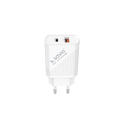 Product Φορτιστής Πρίζας Savio LA-04 USB Type A & Type C Quick 3.0 Indoor base image