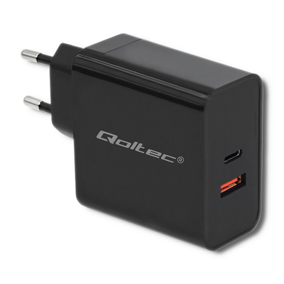 Product Φορτιστής Πρίζας Qoltec 51716 63W 5-20V 1.5-3A USB type C PD USB QC 3.0 Black base image