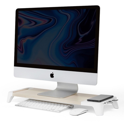 Product Βάση Monitor Pout 3-in-1 wooden hub with fast wireless charging pad EYES 8 white base image